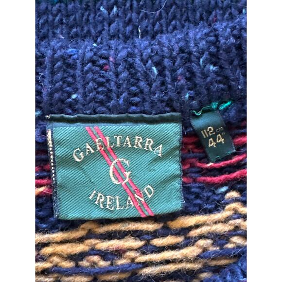 VTG Gaeltarra Ireland Irish Wool Men’s Sweater XXL 44 Geo Print Classic Preppy - Picture 7 of 12